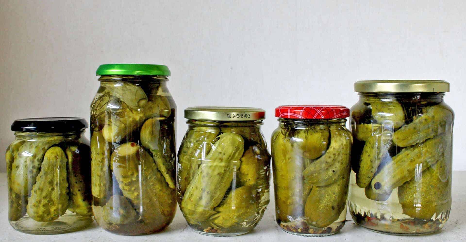 Homemade crunchy, tangy bottled gherkins