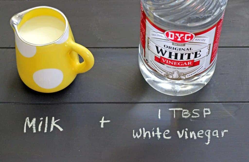 1 cup milk + 1 tablespoon white vinegar = buttermilk!