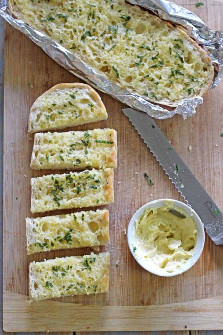 Quick & easy ciabatta garlic bread with homemade garlic butter