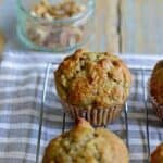 Sweet banana muffins filled with crunchy walnuts...the perfect morning tea treat!