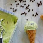 Mint chocolate chip ice-cream - and no ice-cream maker needed! Perfect for the last of the summer days or for St Patrick's Day!