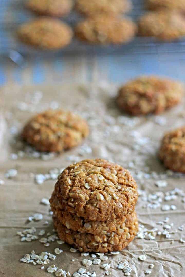 Chewy, sweet, golden oaty Anzac biscuits - a celebration of our soldiers and a home baked Kiwi classic!