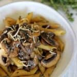 Super speedy mushroom pasta with garlic, herb & butter sauce - a perfect throw together meal, ready in 20 minutes!