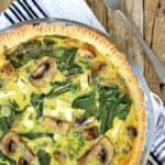 Make this easy cheesy spinach, mushroom & feta quiche today for breakfast, lunch or dinner! | Recipe at thekiwicountrygirl.com