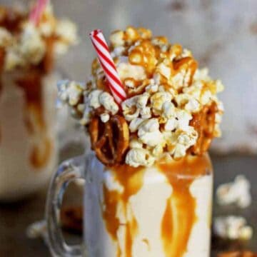 Salted Caramel Kettle Corn Epic Milkshake - the milkshake to end all milkshakes! | Recipe at thekiwicountrygirl.com