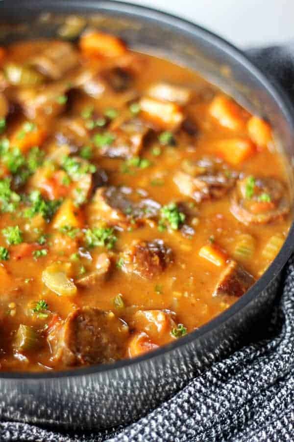 Inspired by my favourite New Orleans dish, this is my take on spicy chicken & sausage gumbo! Easy to make and full of flavour! | thekiwicountrygirl.com