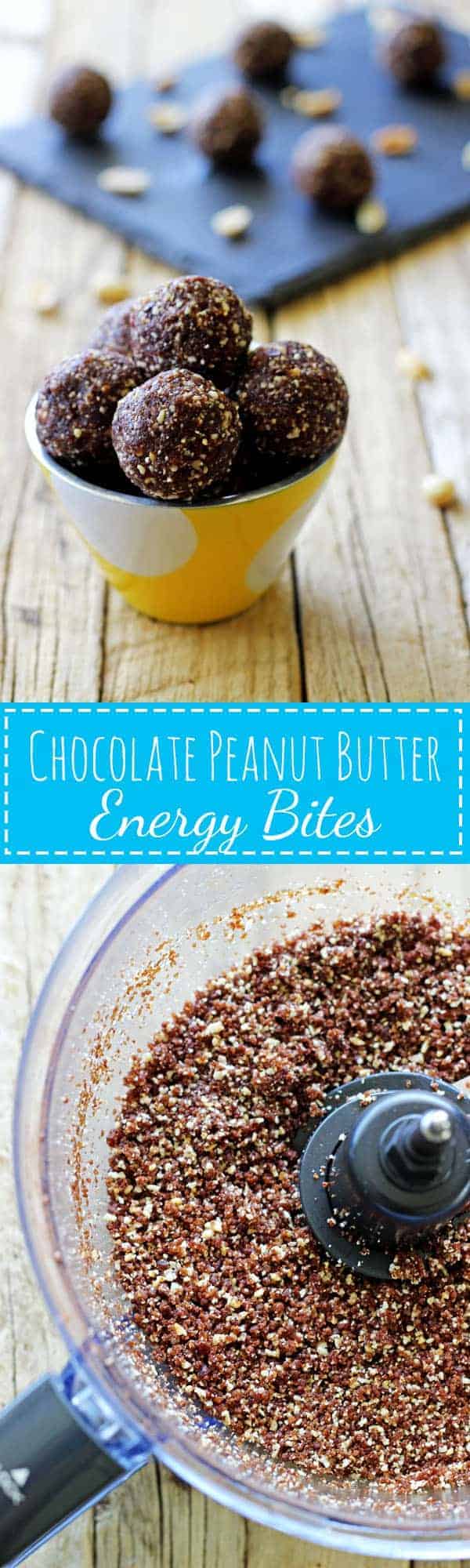 The perfect healthy snack option for kids and grown ups - chocolate peanut butter energy bites! Quick & easy to make and delicious to eat any time of day! | thekiwicountrygirl.com