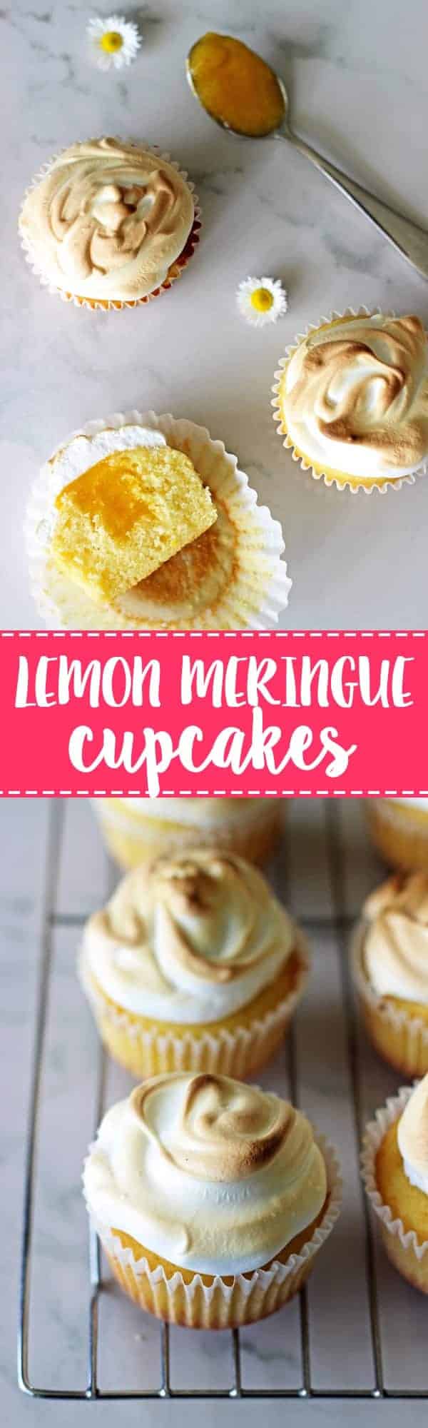 Lemon Meringue Cupcakes - light lemon cupcakes, filled with lemon curd & topped with meringue. They're the perfect spring dessert #cupcakes #spring #lemonmeringue #lemons #springbaking | thekiwicountrygirl.com
