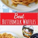 How all Sunday mornings should be spent - lazy starts, coffee and the best buttermilk waffles covered in maple syrup and fresh summer strawberries! | thekiwicountrygirl.com