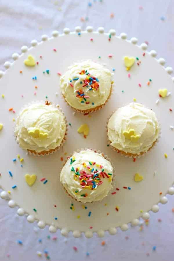 Another quick and easy small batch recipe - small batch vanilla cupcakes! Makes 4 cupcakes in less than 30 minutes - perfect for celebrations! | thekiwicountrygirl.com