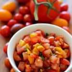 Tomato & basil bruschetta - THE easiest summer appetizer you could possibly make! 10 minutes to prepare and it goes perfectly with a summer platter!