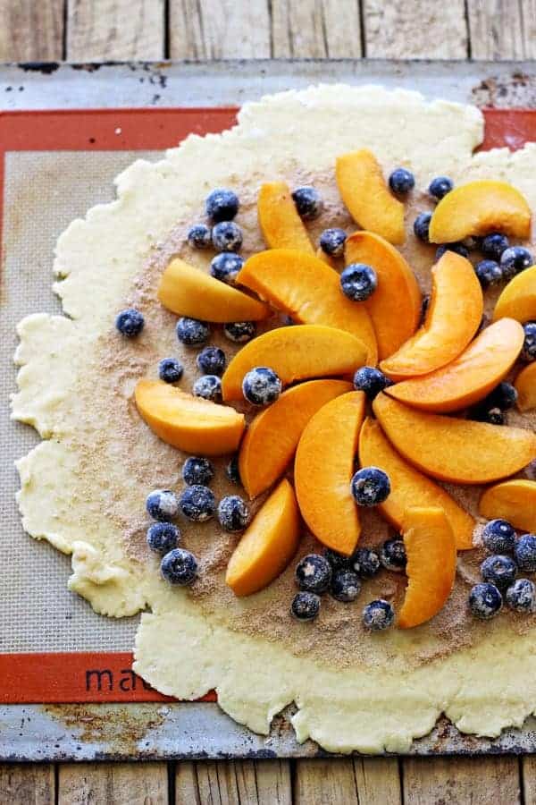 Peach & blueberry galette - a quick, easy and super impressive dessert and is the perfect way to use up all the delicious end of summer fruit | thekiwicountrygirl.com