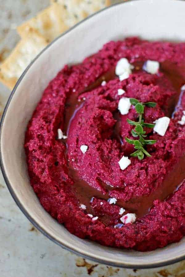 Homemade beetroot hummus plus my secret for super smooth hummus - the easiest and most beautiful healthy snack around! Perfect for afternoon snacking | thekiwicountrygirl.com