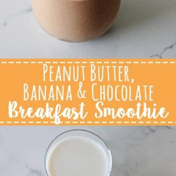 Peanut butter banana and chocolate breakfast smoothie! Creamy and delicious but totally healthy! The perfect breakfast, snack or guilt free dessert! | thekiwicountrygirl.com