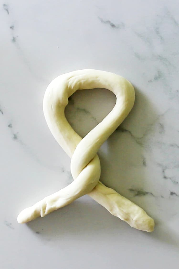 Visual of shaping a soft pretzel