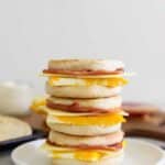Stack of 3 bacon and egg freezer muffins