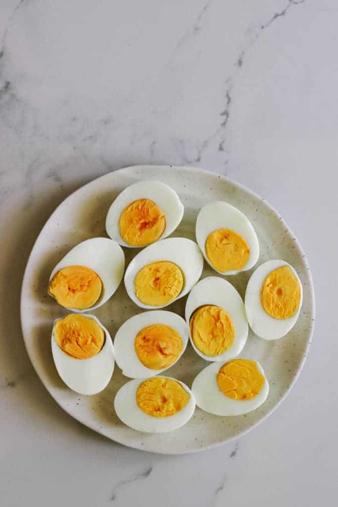 Plate of hard boiled eggs