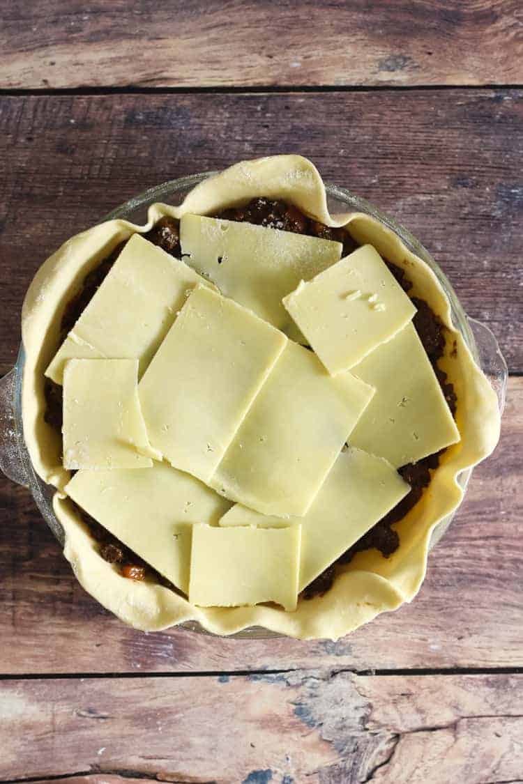 Cheese topped mince pie