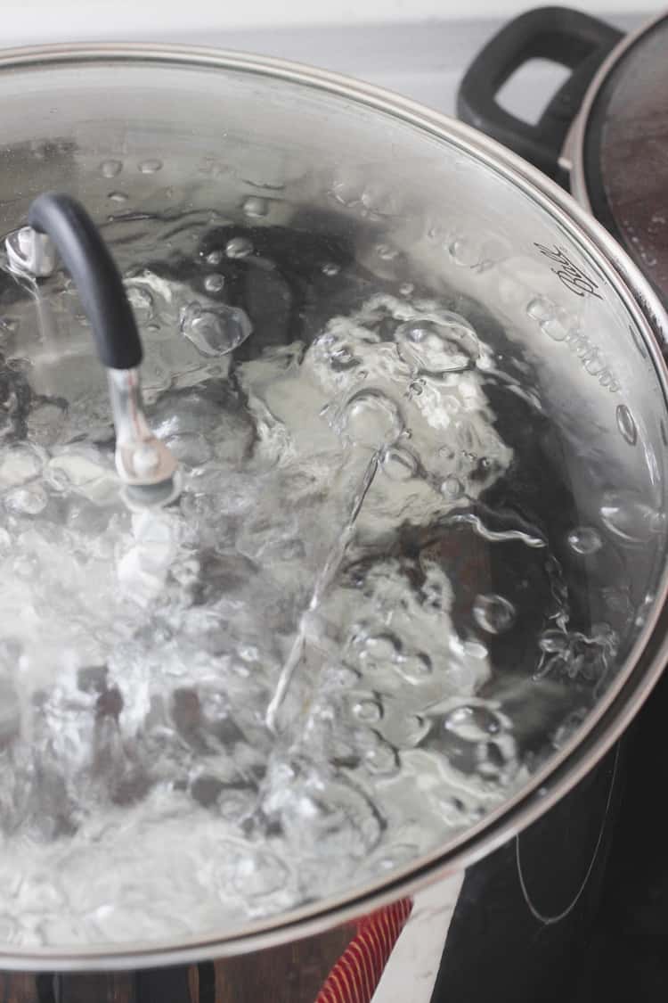 Jars in boiling water bath canner