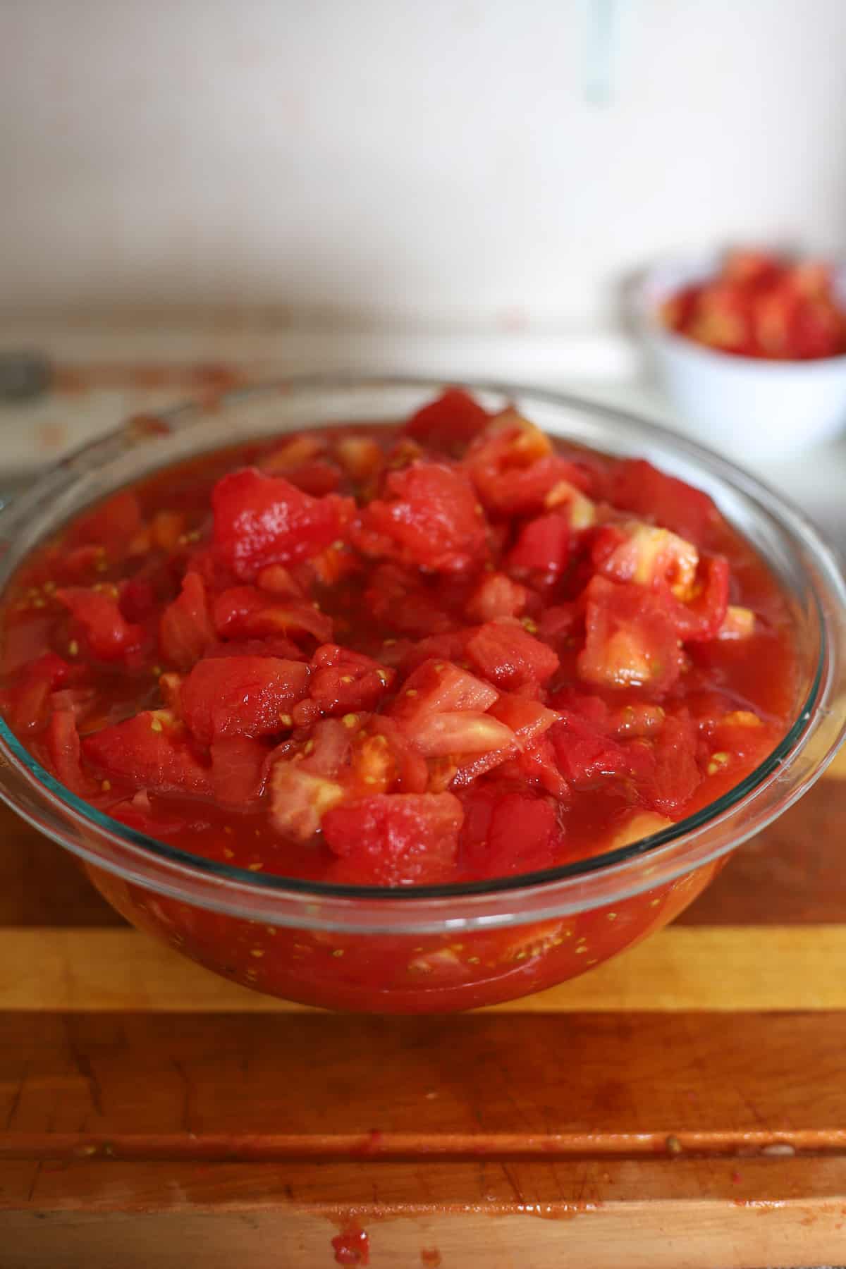 Bowl of diced tomatoes