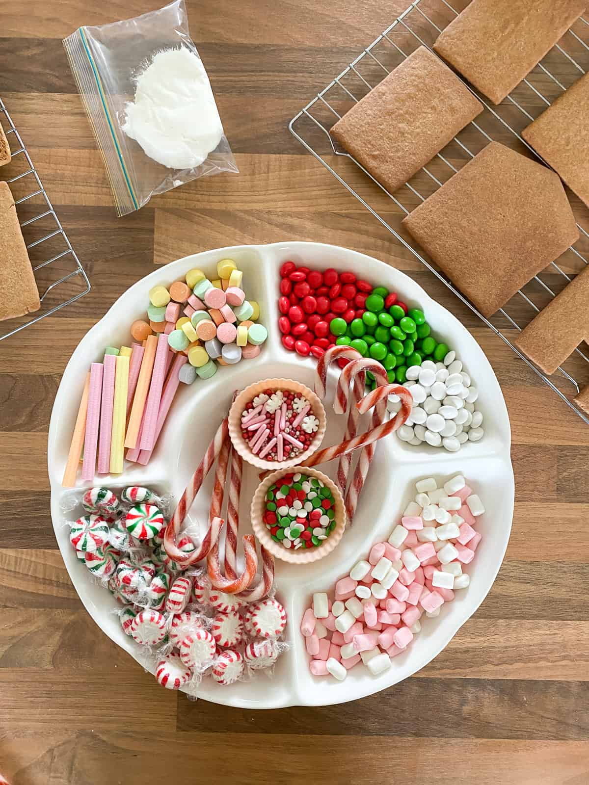 Plate of lollies to decorate gingerbread houses with
